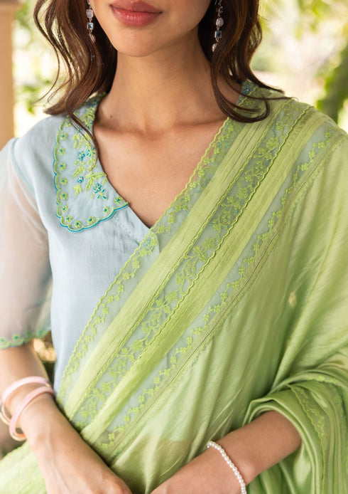 Whispering ivy green sari