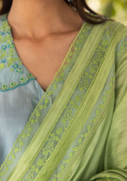 Whispering ivy green sari