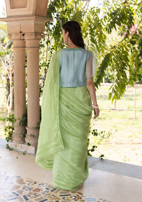 Whispering ivy green sari