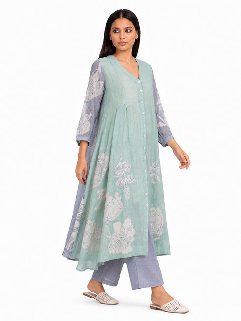 Multicolor applique tunic dress
