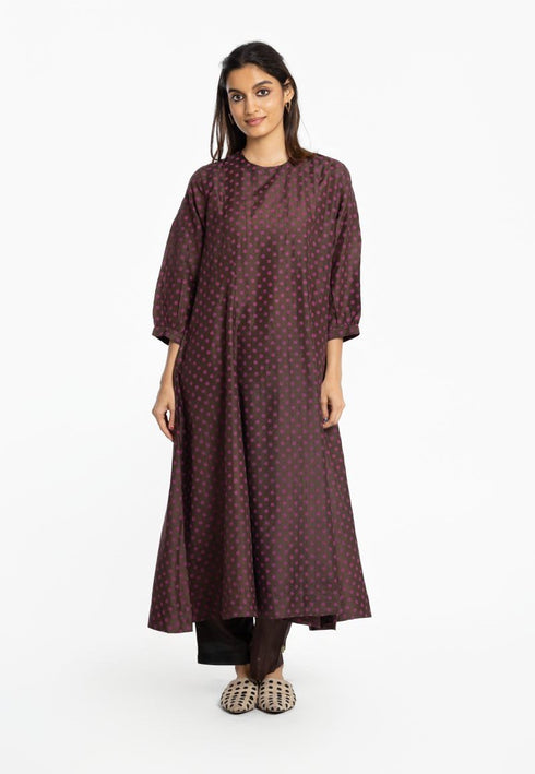Brown silk A-line tunic