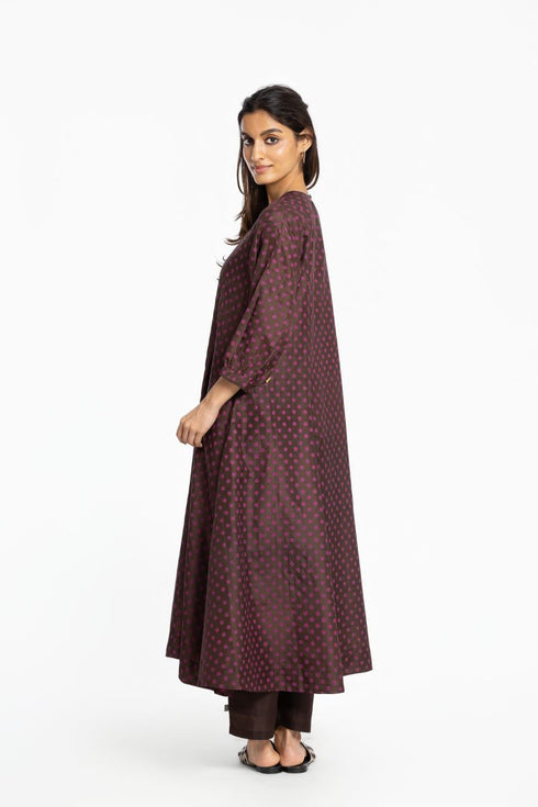 Brown silk A-line tunic