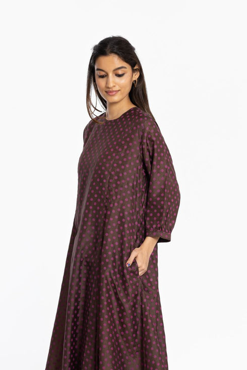 Brown silk A-line tunic
