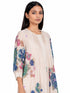 Beige floral print pleated dress