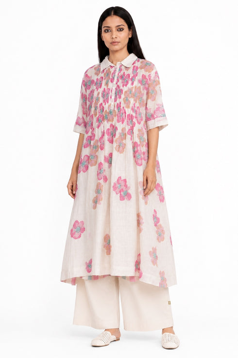 Beige floral printed dress