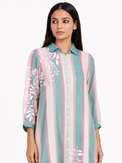 Multicolor embroidered shirt tunic