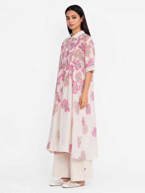 Beige floral printed dress