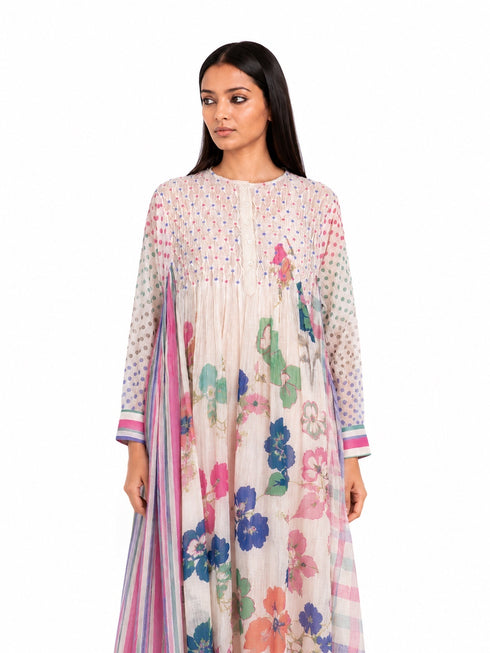Multicolor floral smocked dress