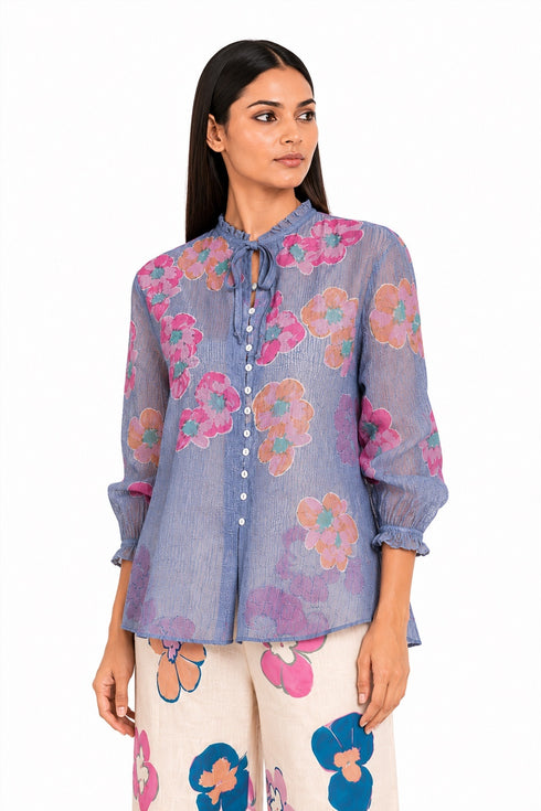 Blue printed top