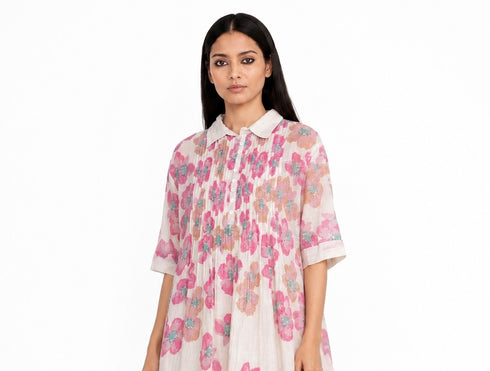 Beige floral printed dress