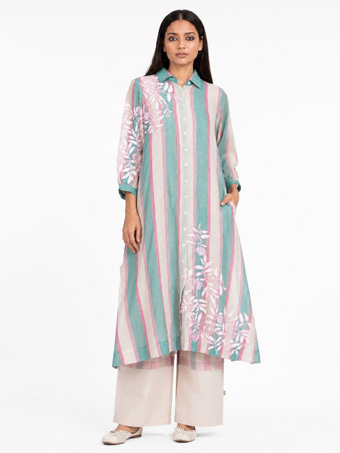 Multicolor embroidered shirt tunic