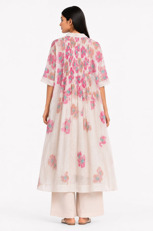 Beige floral printed dress