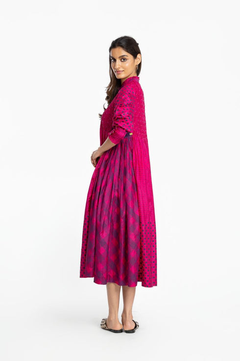 Pink silk shirt dress