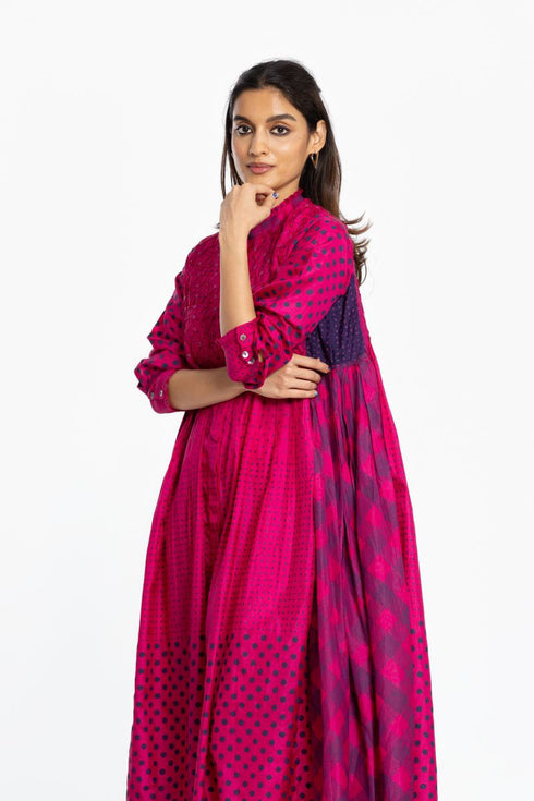 Pink silk shirt dress