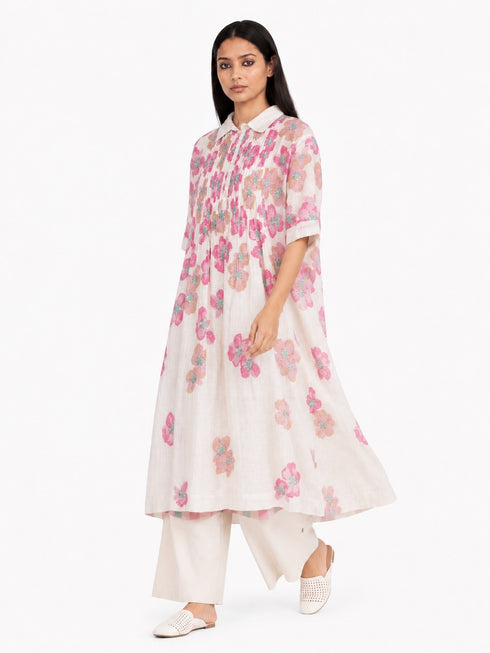 Beige floral printed dress