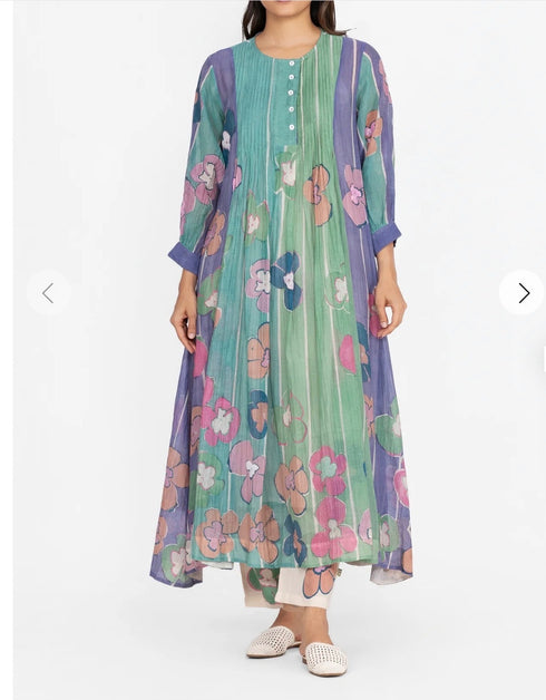Multicolor floral printed sequins tunic dress