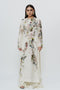 Abstract print kaftan dress with crop top & trouser