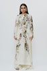 Abstract print kaftan dress with crop top & trouser