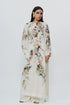 Abstract print kaftan dress with crop top & trouser