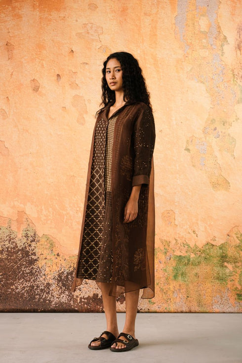 Adriana cognac shirt dress