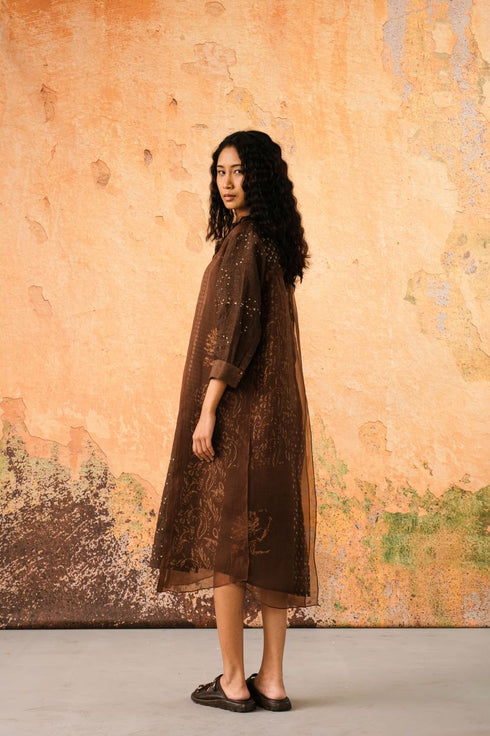 Adriana cognac shirt dress