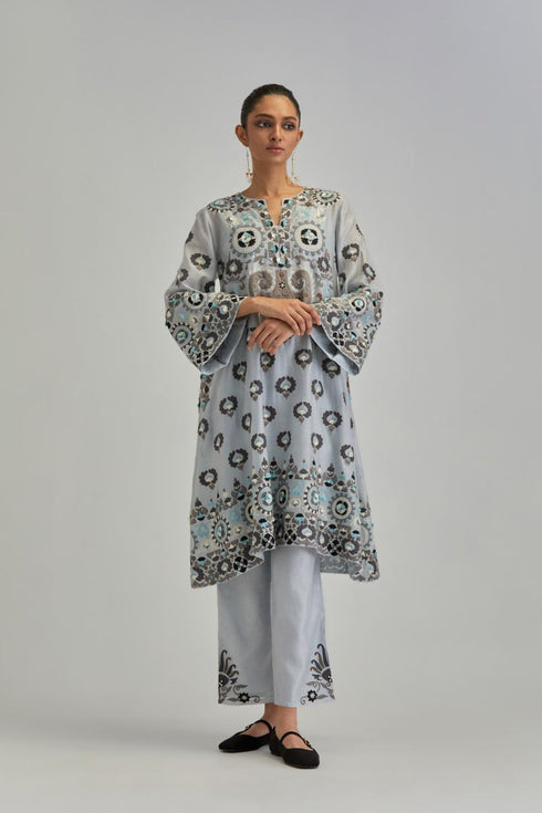 Adwaita blue abha style kurta set