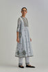 Adwaita blue gathered kurta-dress set