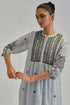 Adwaita blue gathered kurta-dress set