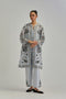 Adwaita blue short front open A-line jacket set