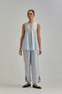 Adwaita blue short front open A-line jacket set