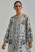 Adwaita blue short front open A-line jacket set