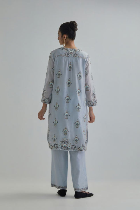 Adwaita blue short kurta set