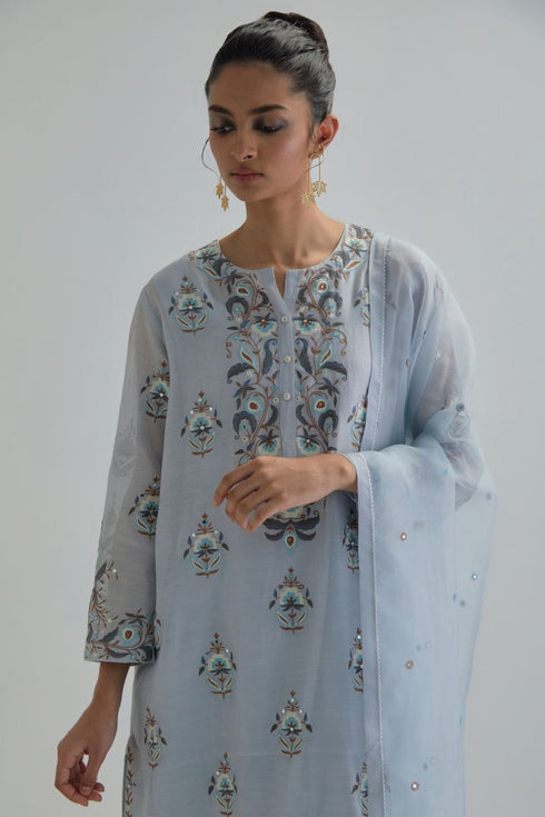 Adwaita blue short kurta set
