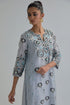 Adwaita blue straight fully embroidered kurta set