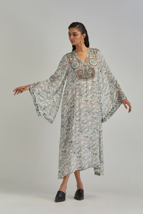 Adwaita off-white long A-line kaftan