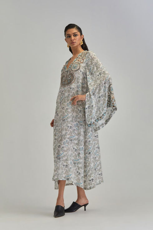 Adwaita off-white long A-line kaftan