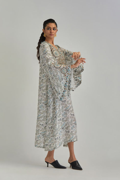 Adwaita off-white long A-line kaftan
