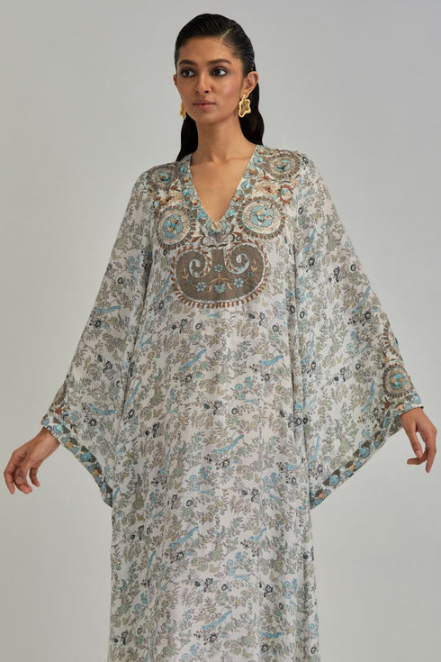 Adwaita off-white long A-line kaftan