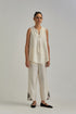 Adwaita off-white short front open A-line jacket set