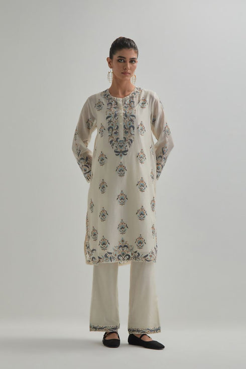 Adwaita off-white short kurta set