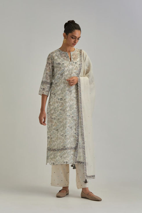 Adwaita off-white straight long kurta set