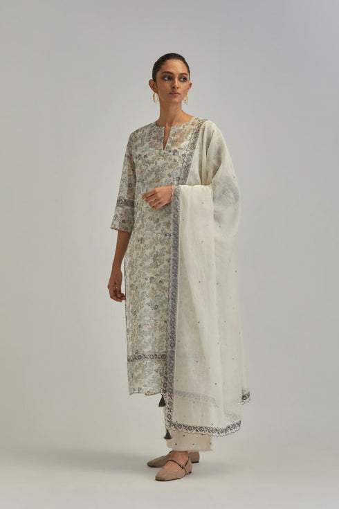 Adwaita off-white straight long kurta set