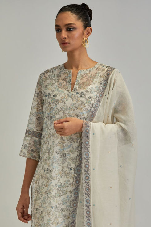 Adwaita off-white straight long kurta set