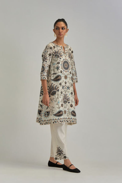 Adwaita off white short A-line kurta set