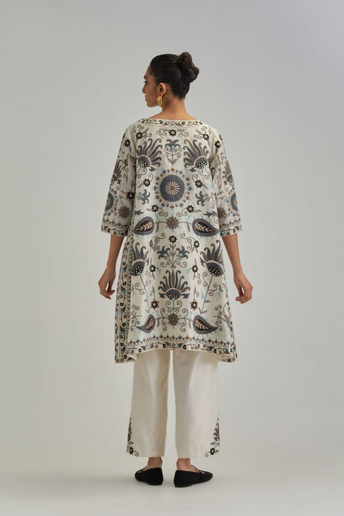 Adwaita off white short A-line kurta set