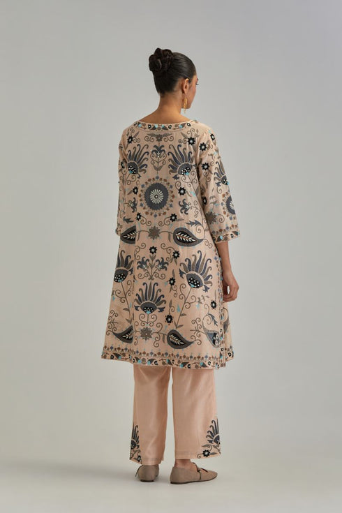 Adwaita pink short A-line kurta set