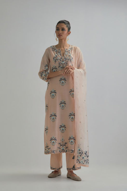 Adwaita pink straight kurta set