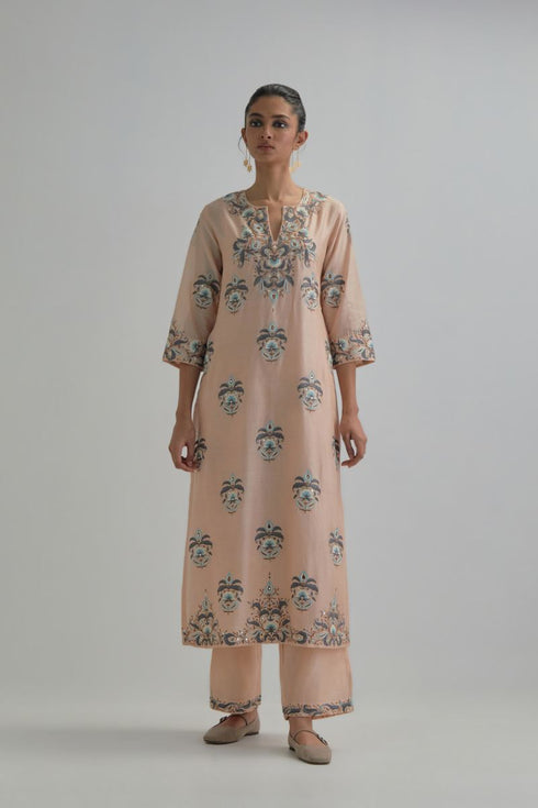 Adwaita pink straight kurta set