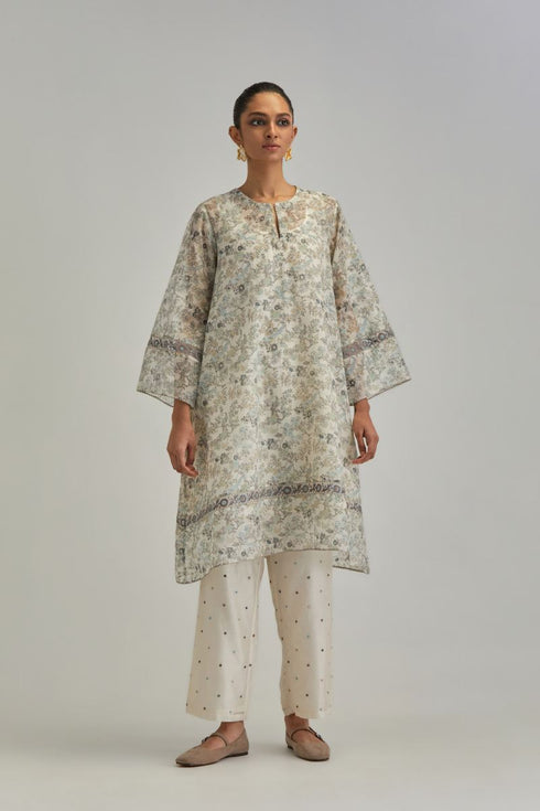 Adwaita short A-line hand block printed kurta set