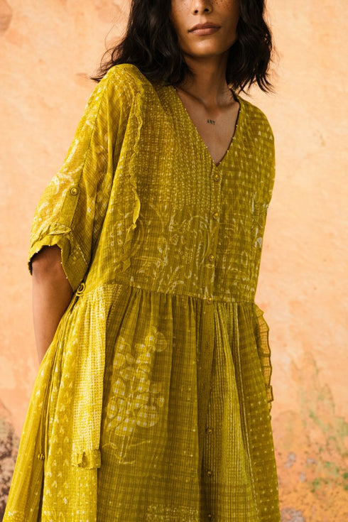 Afloat leaf green dress